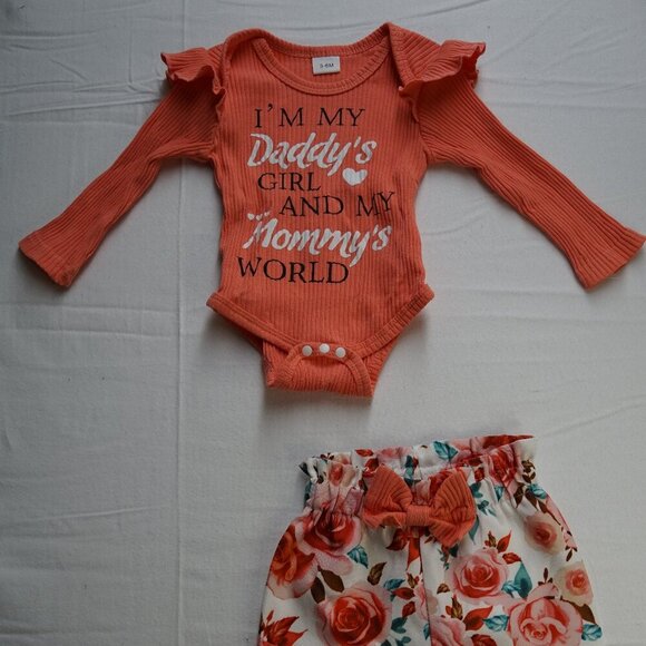 Baby Girl Matching Set, Daddy's Girl, Floral Set, Size 3-6m - Picture 2 of 7